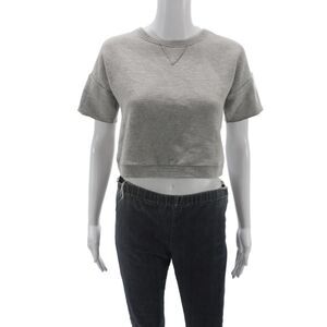 Frame Shirt Women Cropped T-Shirt Gray Crew Neck Size S